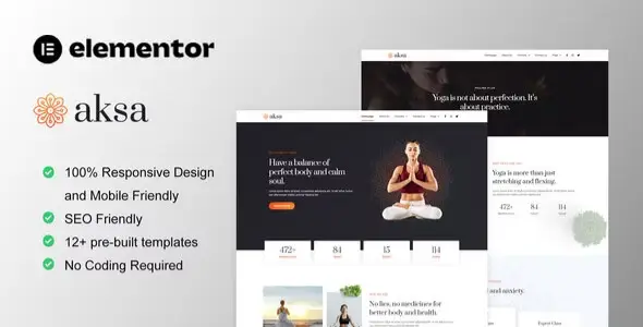 Aksa – Yoga Teacher & Studio Elementor Template Kit