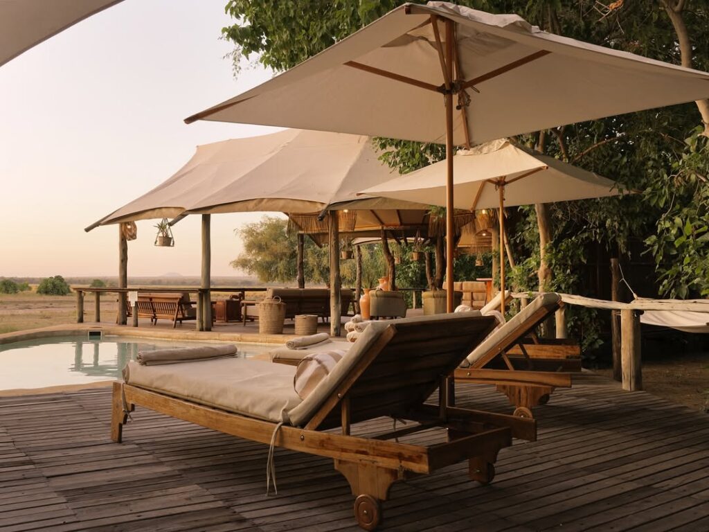 Luxury tented suite at Dulini Anabezi with Zambezi River view.