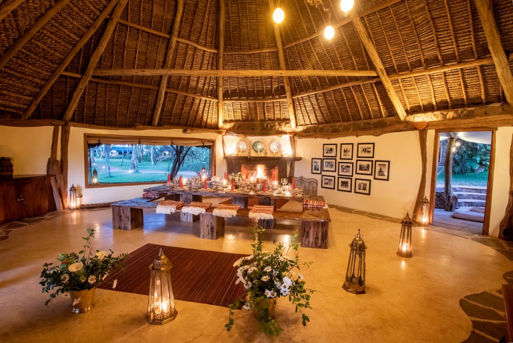 Sirikoi main lounge at night Lewa Conservancy Kenya- boutique lodges on Kenya's Laikipia Plateau